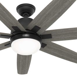 Hunter 60" Contemporary Matte Black Ceiling Fan – 6 Blades, Indoor/Outdoor, Remote Control (Refurbished)